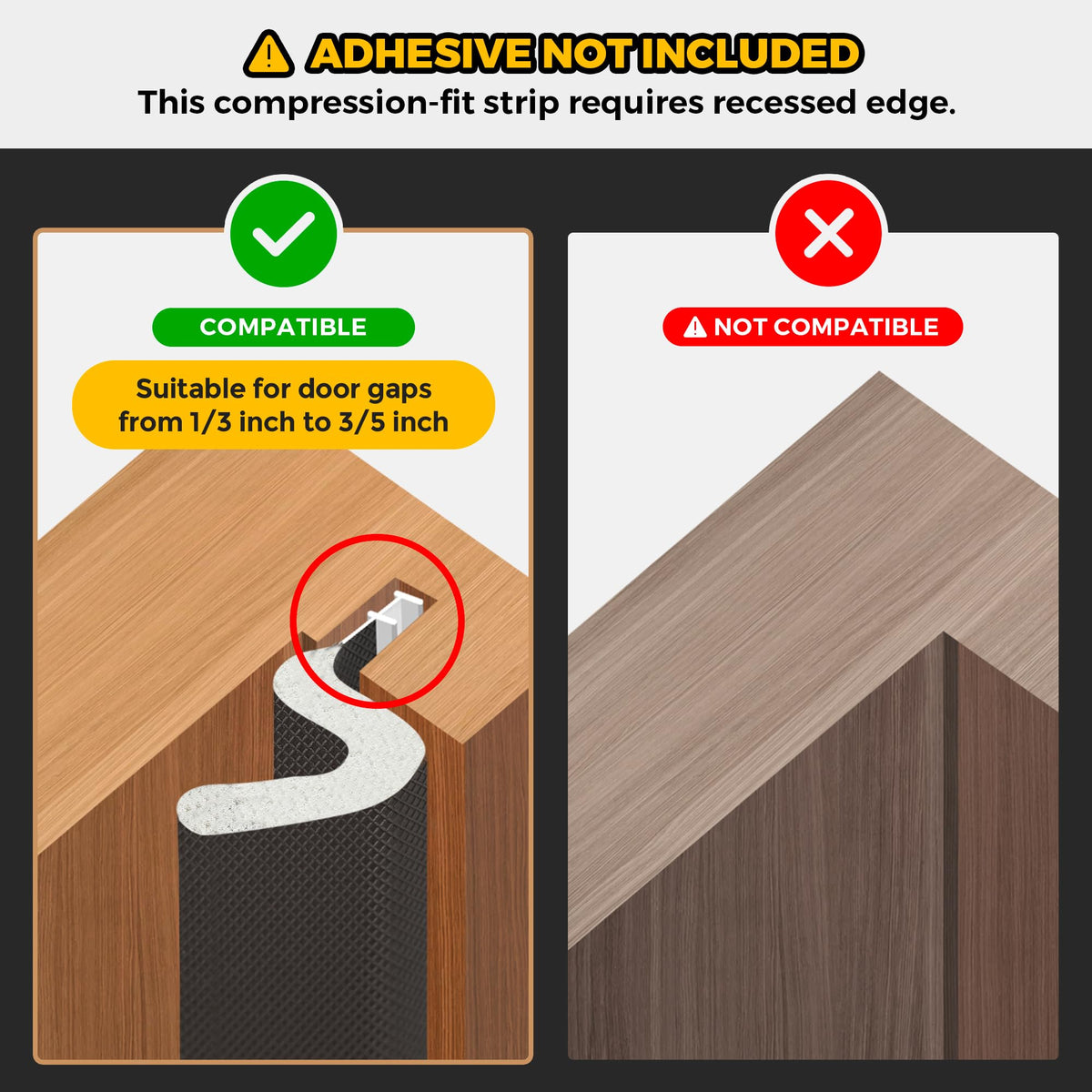 Ravinte door-seal-strip close-up highlights Q-shaped foam for a snug seal