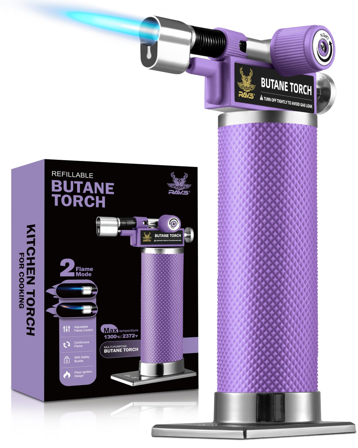 RAVS 2-flame mode torch with dual flame for quick culinary tasks in the kitchen