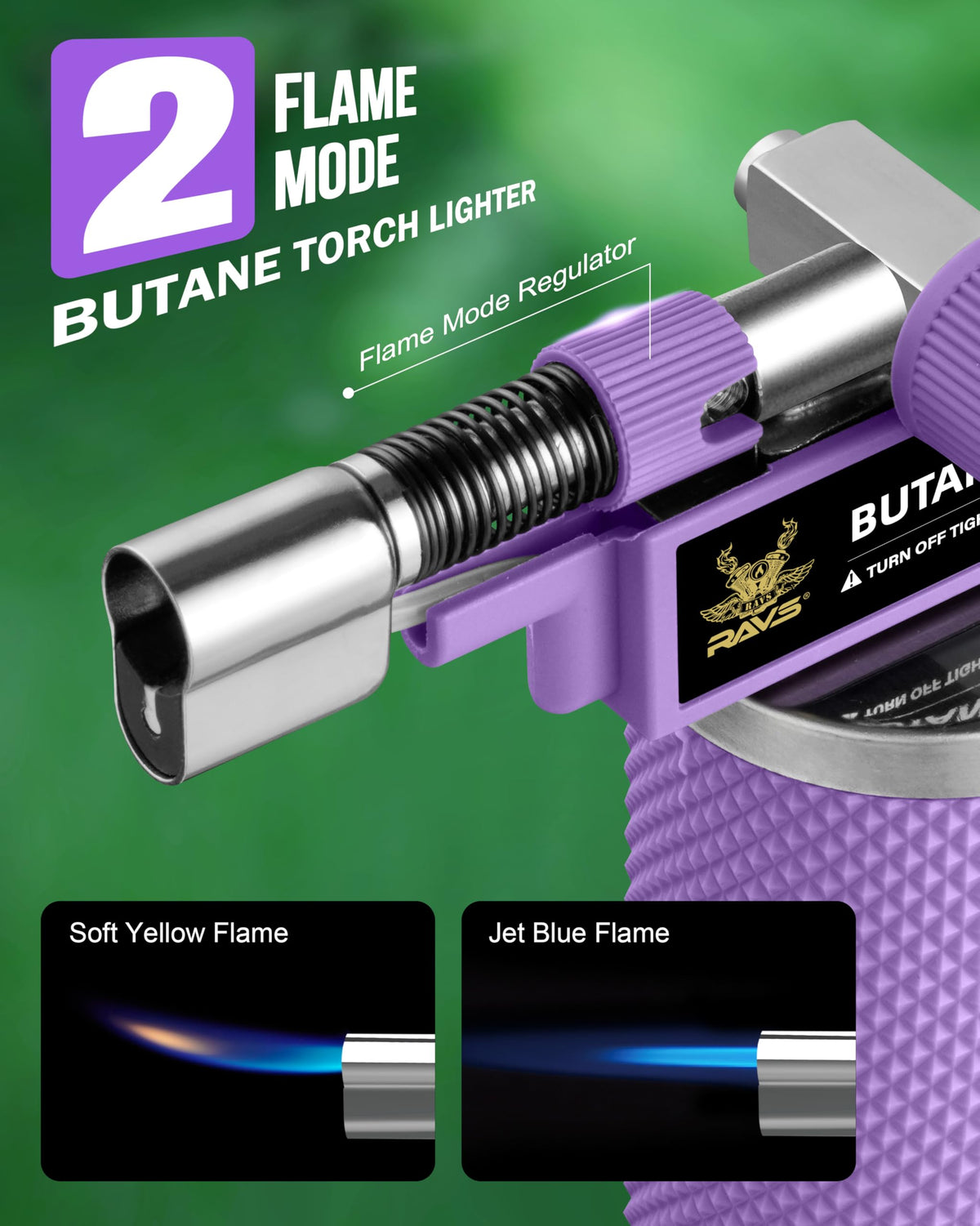 RAVS adjustable flame torch showing flame size control for precision heating