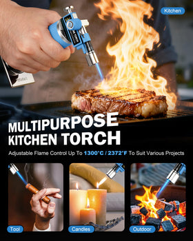 RAVS dual flame torch ergonomic handle for one-handed operation.