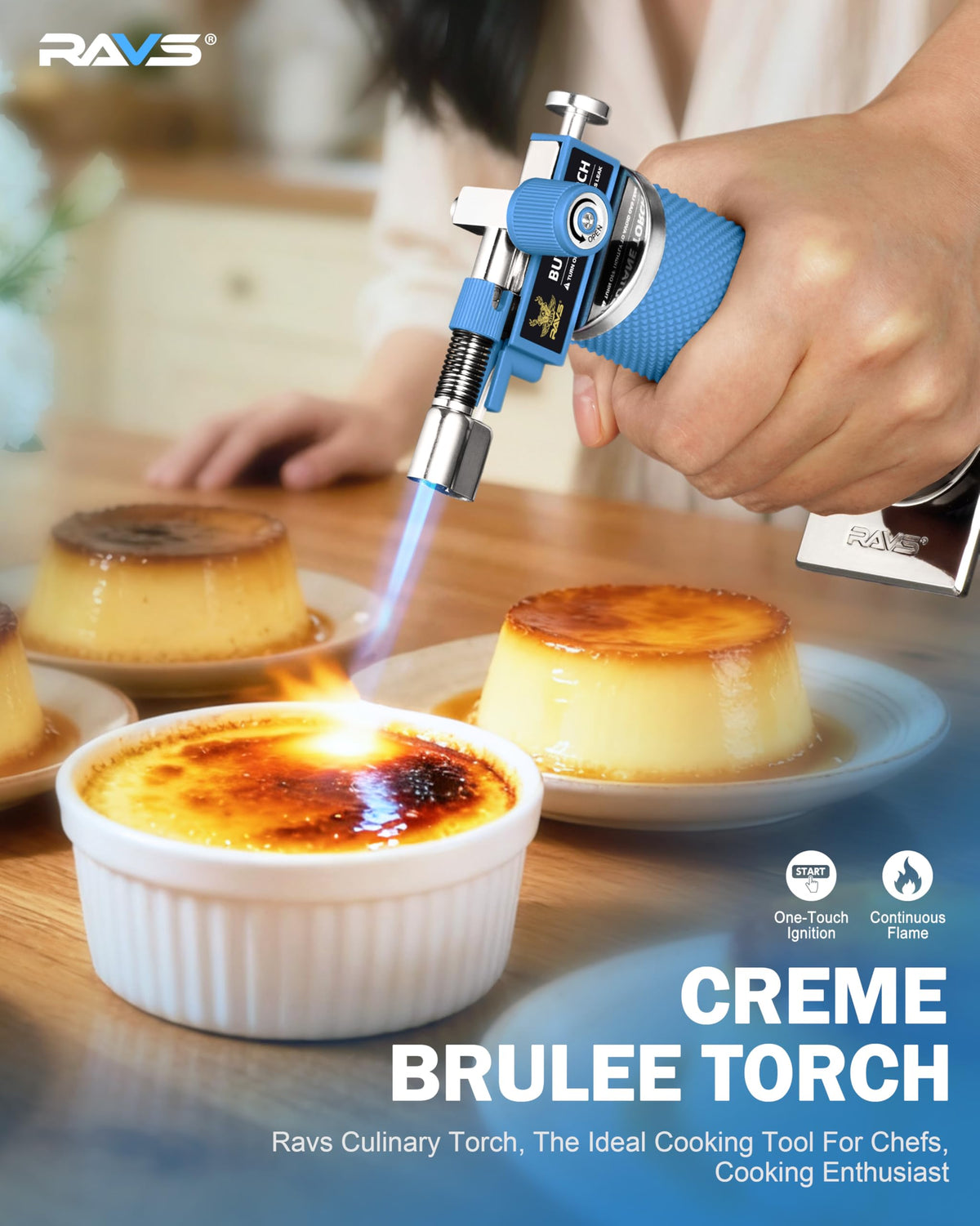 RAVS dual flame torch precision for creme brulee and crafts.