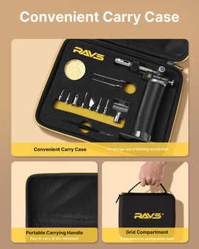 RAVS ergonomic non-slip handle improves grip during extended sessions