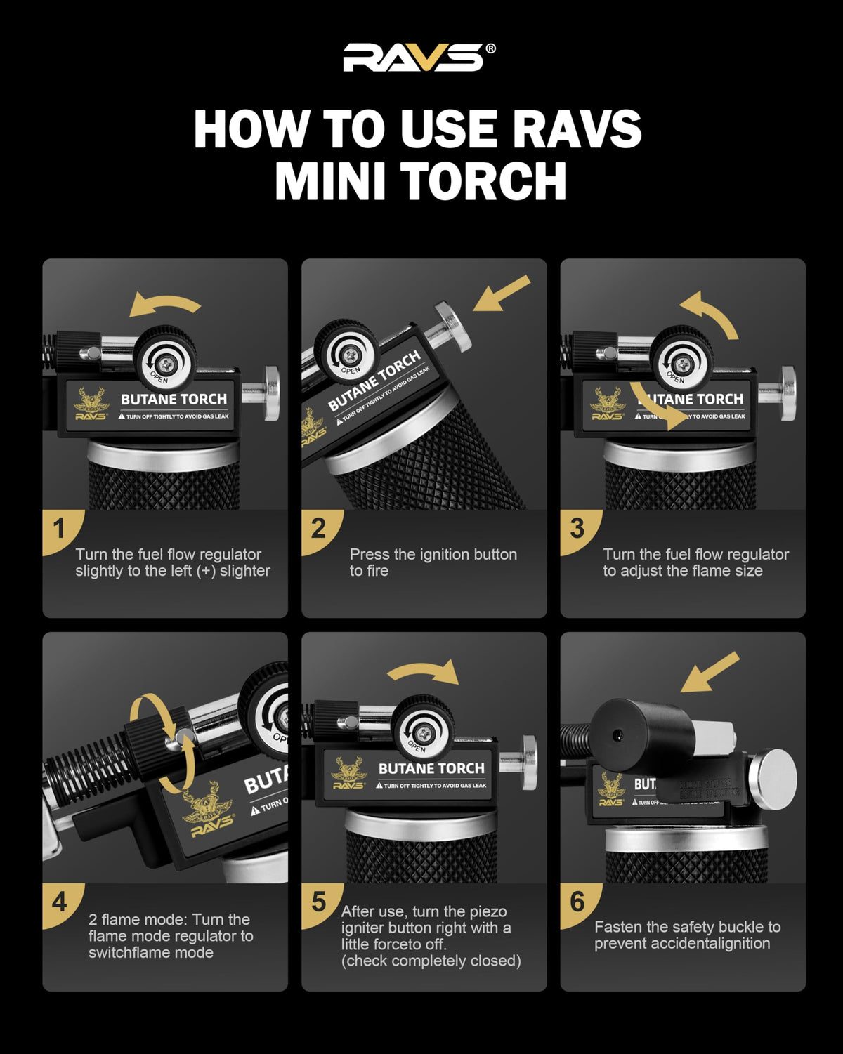 ravs piezo ignition enables fast, one-handed lighting