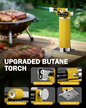 RAVS refillable mini torch with piezo ignition for fast starts.