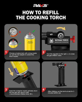 RAVS torch reaches 1300 C for fast searing and soldering.