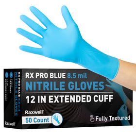 Raxwell extended-cuff nitrile glove protects forearms during tough kitchen tasks.