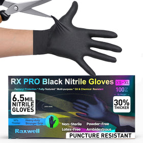 Raxwell disposable nitrile gloves with puncture resistance for tough tasks.