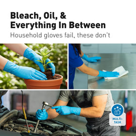 Extended cuff protection from Raxwell nitrile gloves during messy cleaning.