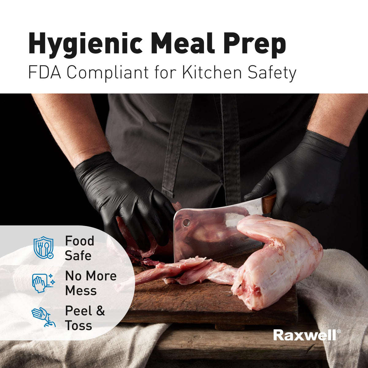 Raxwell nitrile gloves small black pack-100 ready for precise food prep