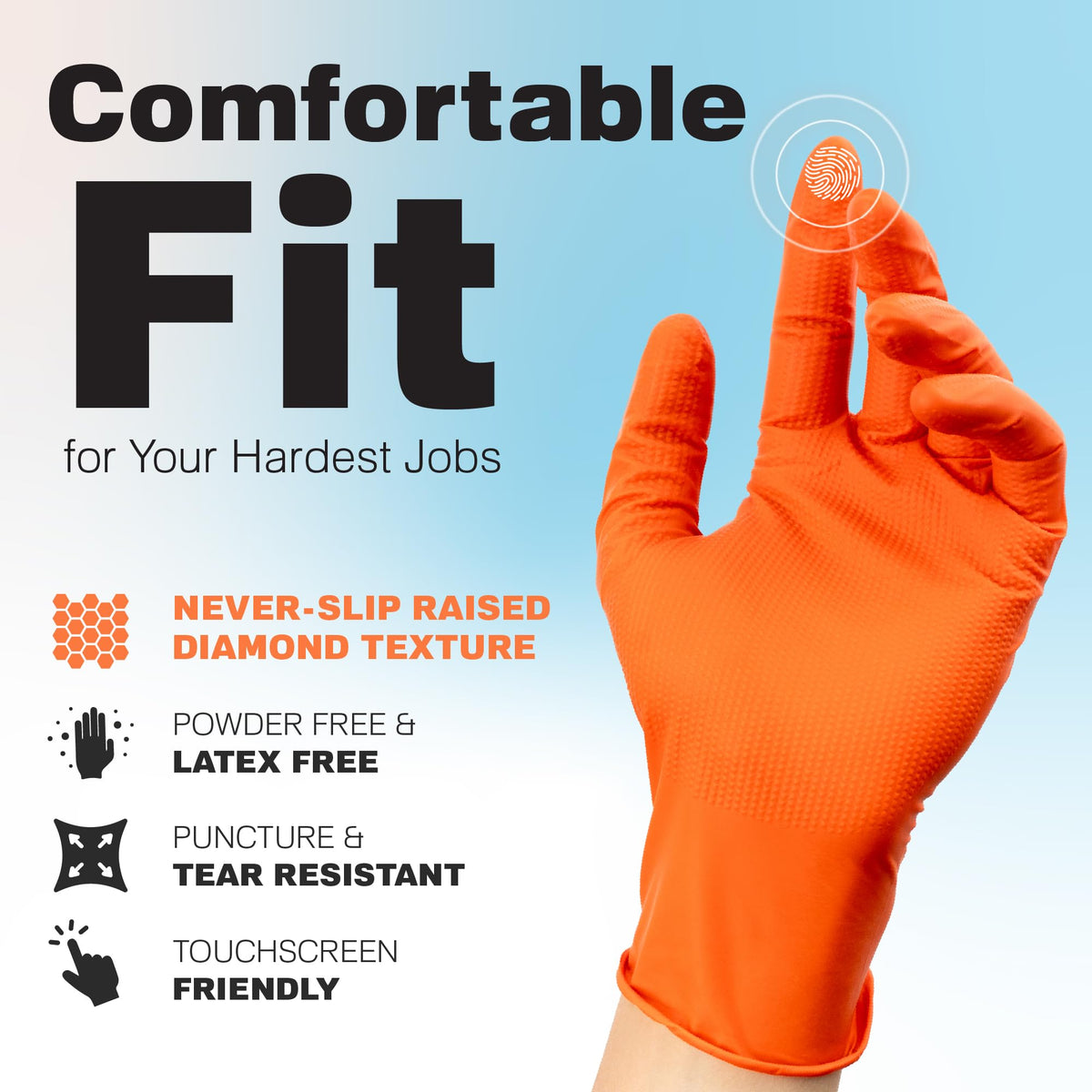 Raxwell powder-free gloves deliver comfortable wear for sensitive skin.