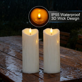 Raycare 8x3 ivory candle, warm glow detail