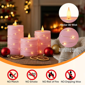 Raycare battery-powered candle backlit view highlighting long runtime