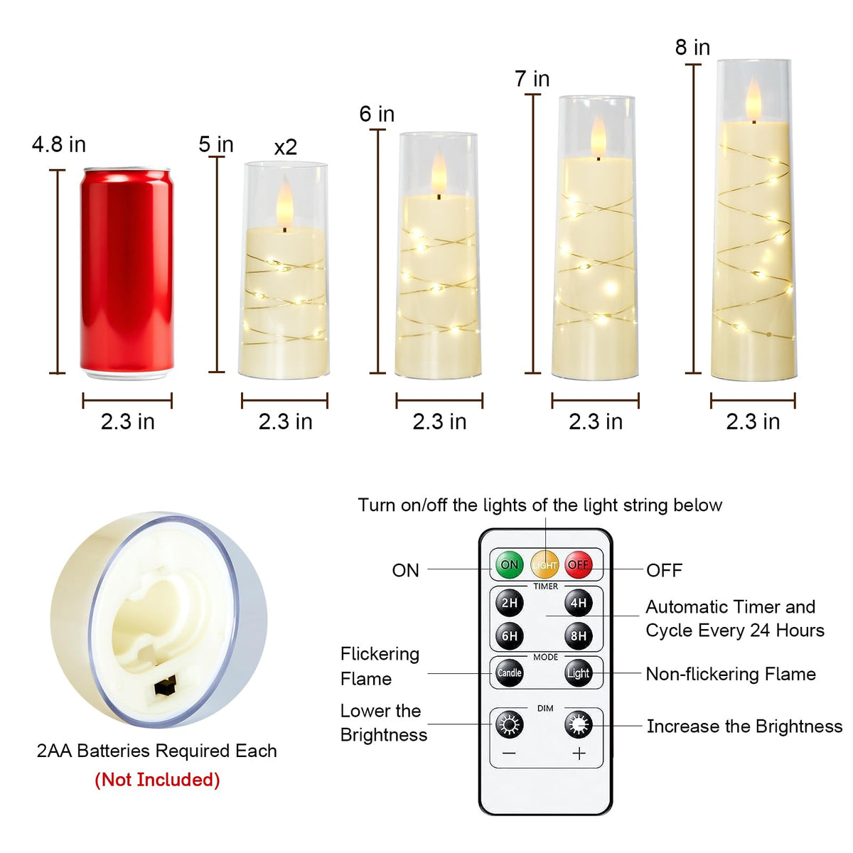 Raycare battery-powered candles provide flexible, wire-free placement.
