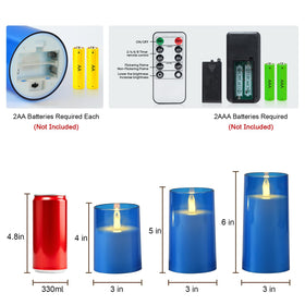 Raycare blue flameless candle 3x5 angle2 provides extended battery-powered glow for events