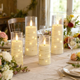 Raycare LED pillar candle with remote control for easy timing and modes.