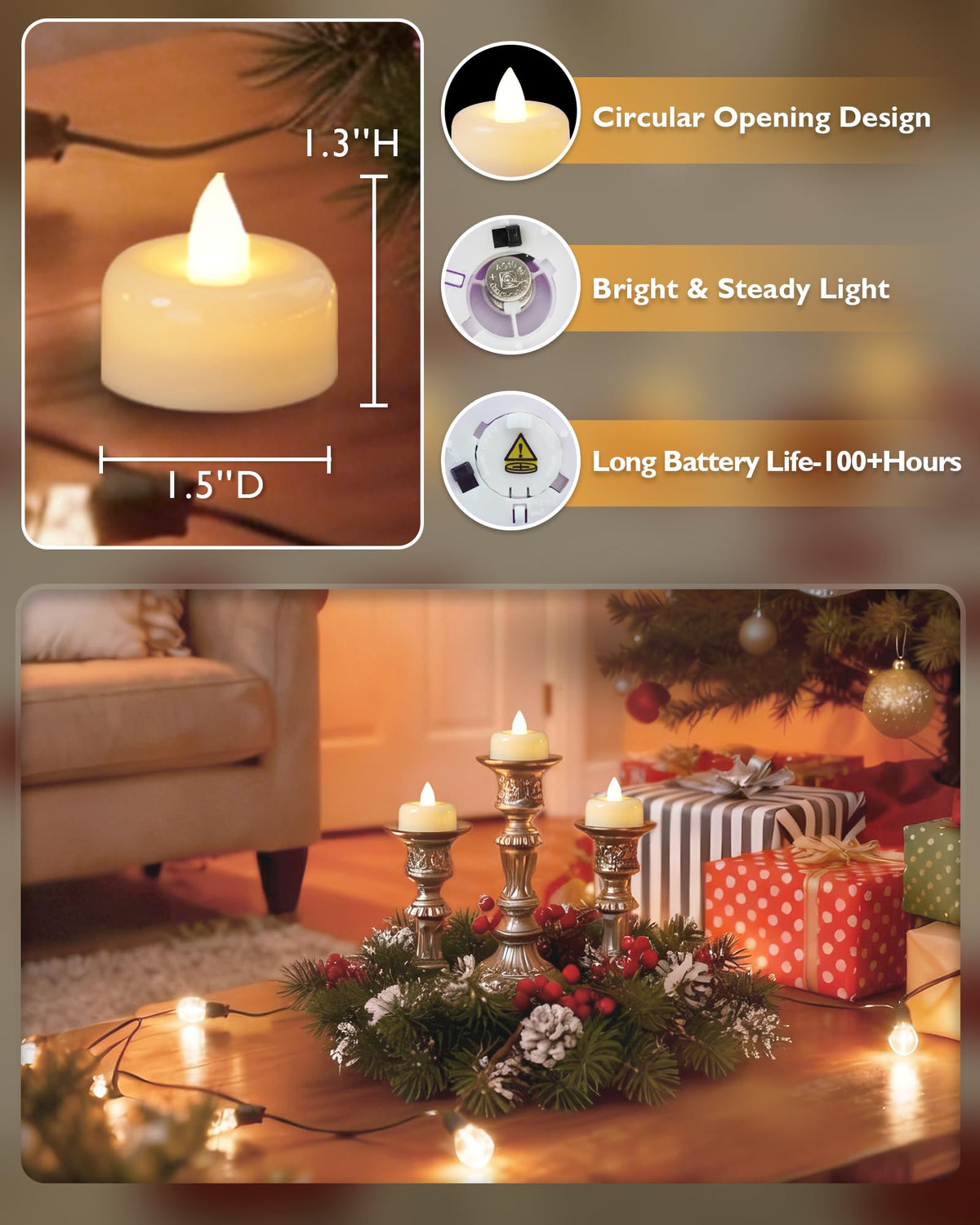 Raycare small tea light fits tight spaces and shelves