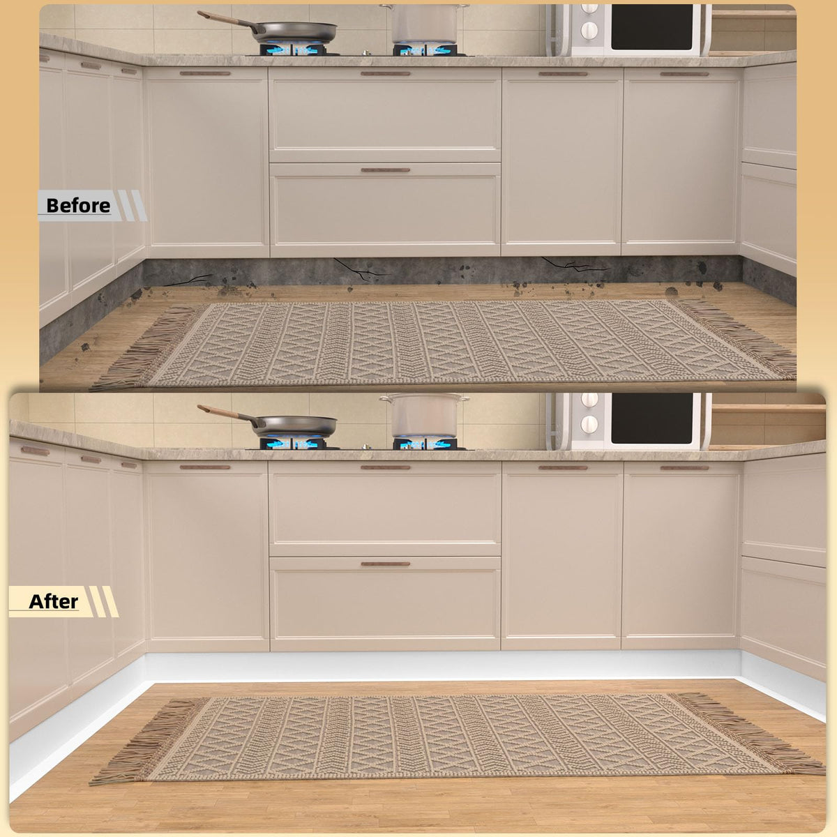 Raycity baseboard trim demonstrates flexible corner fit for irregular walls