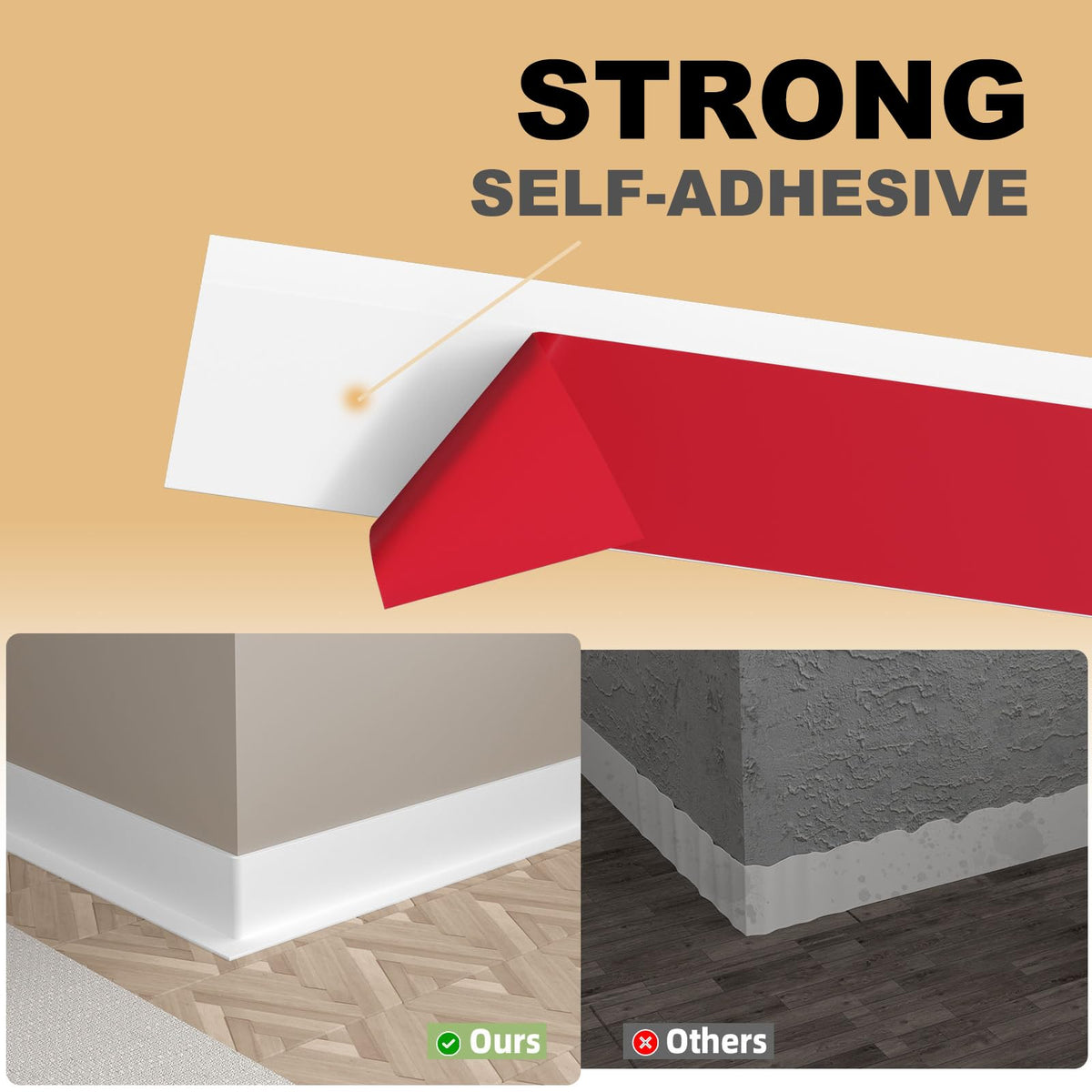 Raycity baseboard trim surface resists stains, keeping rooms tidy