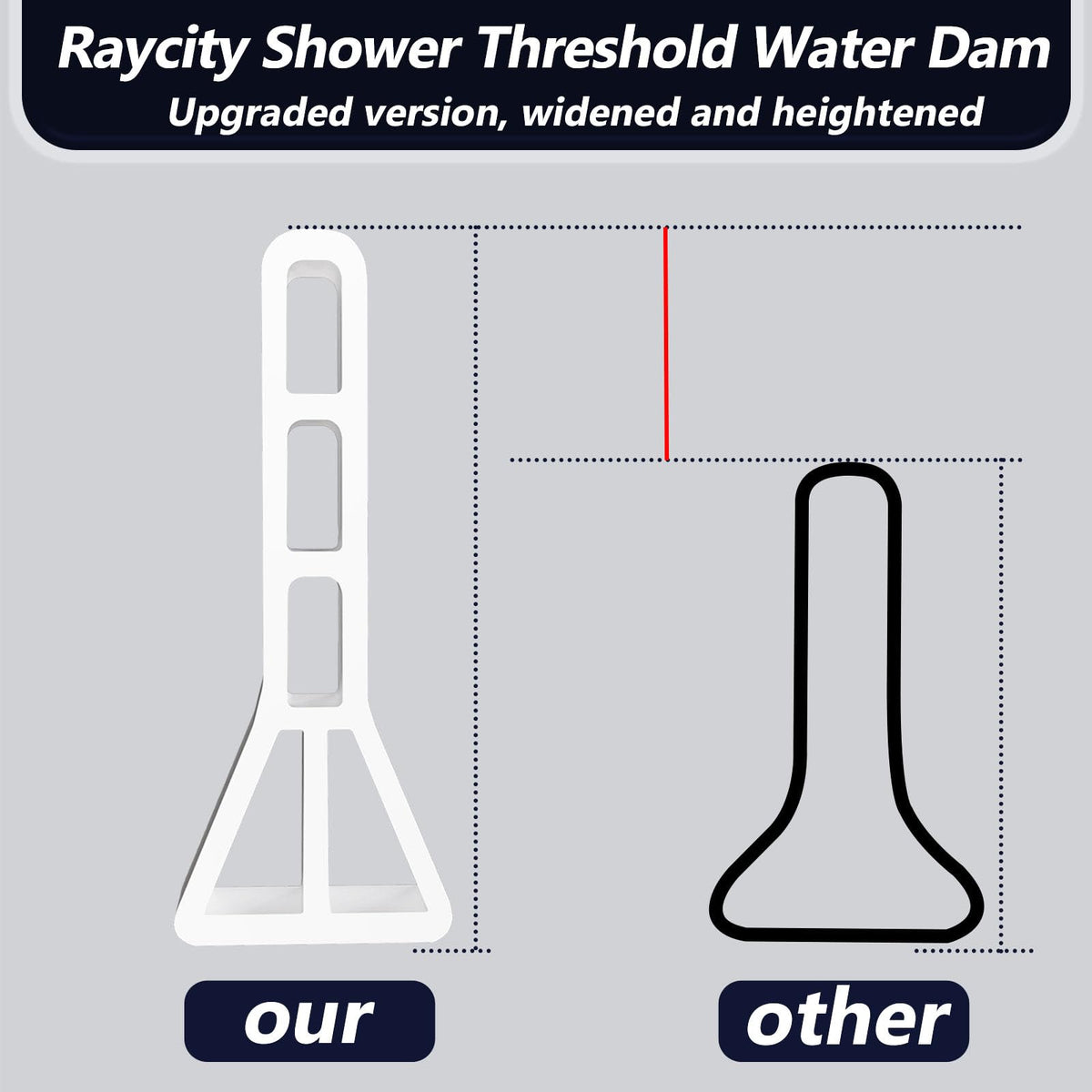 Raycity gray 3-inch high shower dam blends with modern bathrooms.