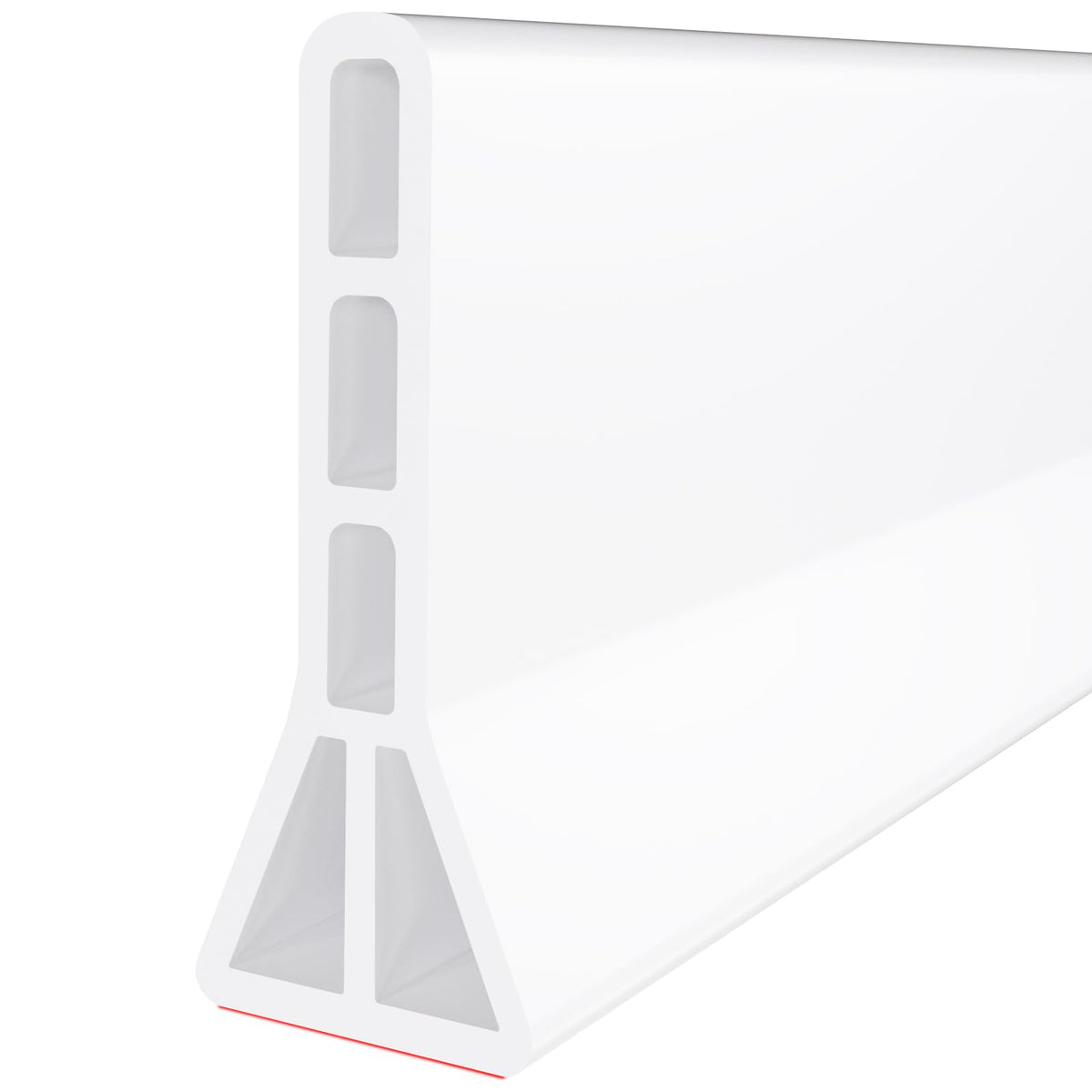 Raycity white 3-inch high shower dam forms a clear barrier keeping water contained.