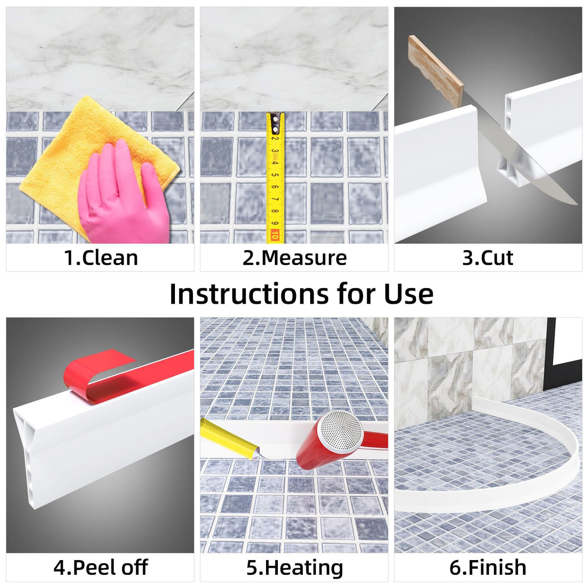 Raycity shower dam with adhesive back enables quick, tool-free installation.