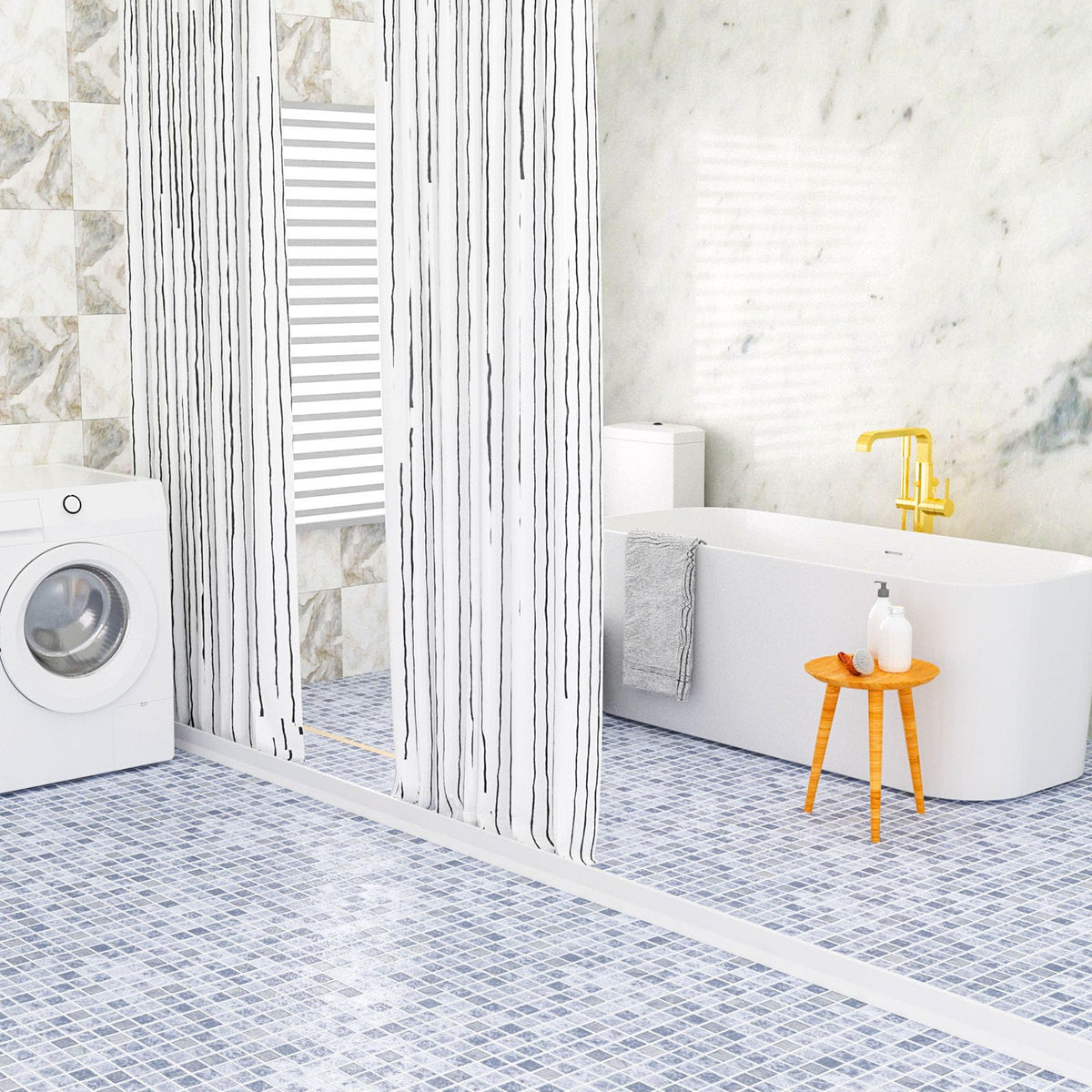 Raycity multiuse barrier suits bathrooms, kitchens, and laundry areas for wet/dry separation.