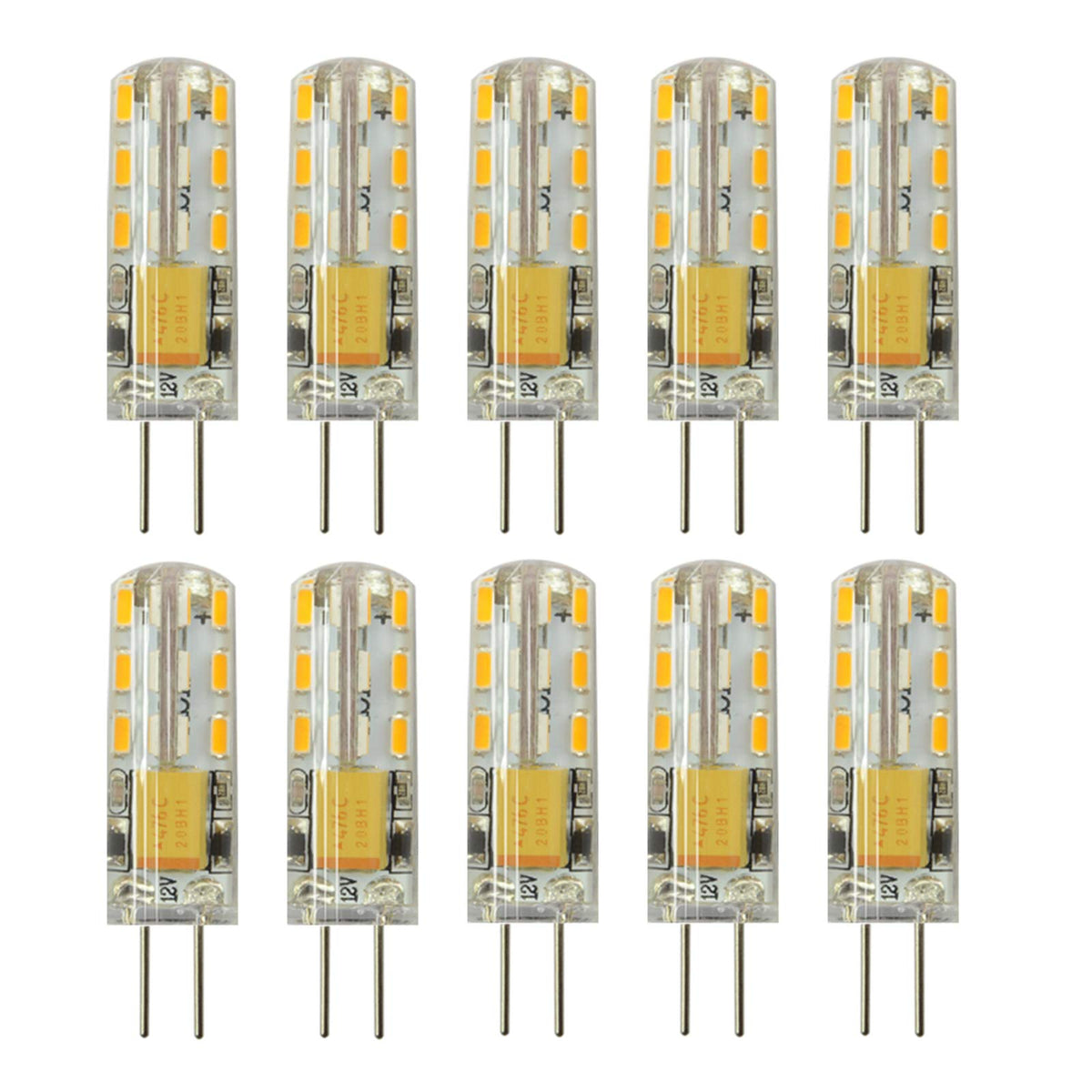 Rayhoo G4 LED bulbs front view showing compact design and energy savings for halogen replacement
