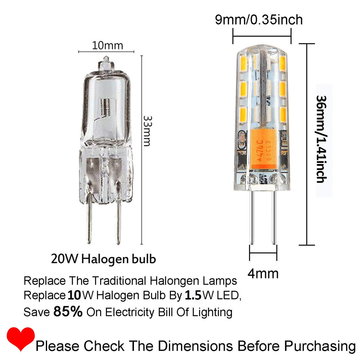Rayhoo G4 LED bulbs side view ideal for retrofit in path and landscape lighting
