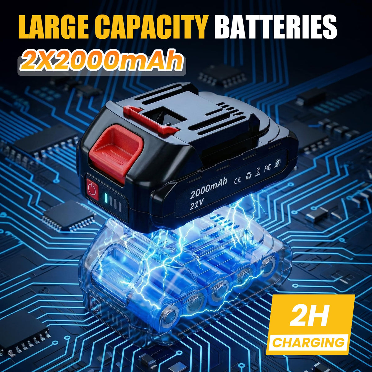 RAYLEEY two batteries included for extended runtime on projects.