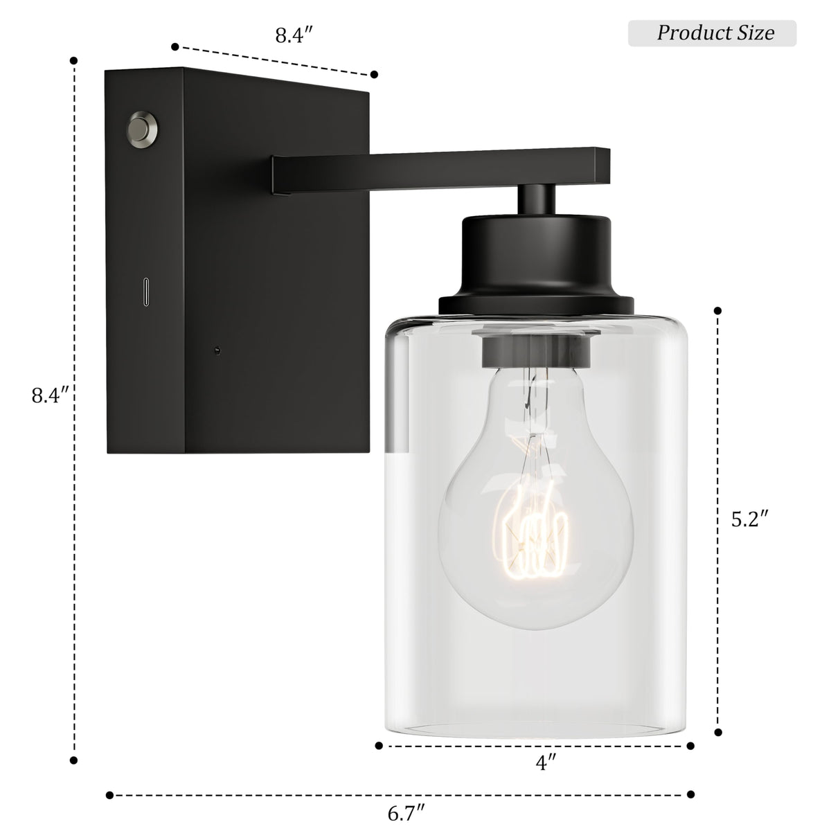 Rayogale battery wall sconce close-up of USB-C charging port for easy power.
