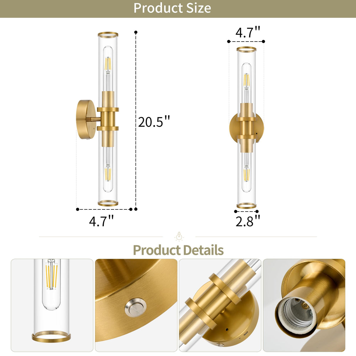 Rayogale gold finish wall lamp adds elegant ambient light