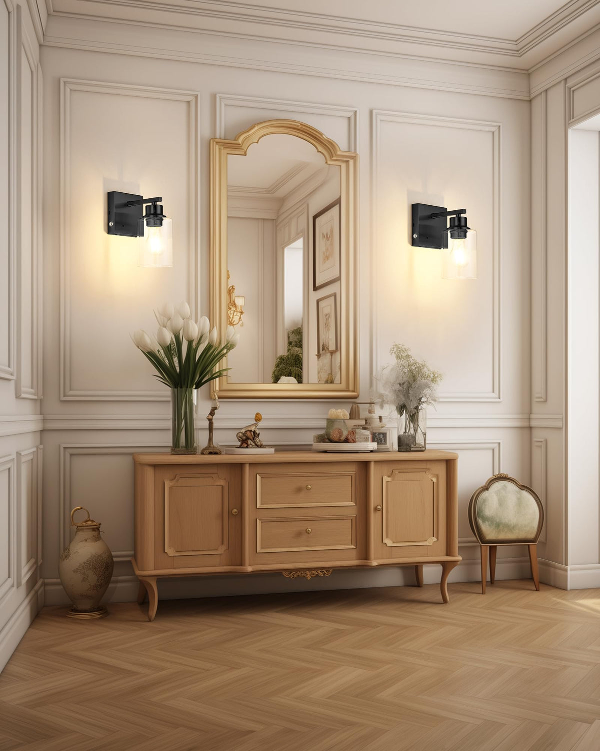 Rayogale easy-install wall sconce with included mounting hardware.