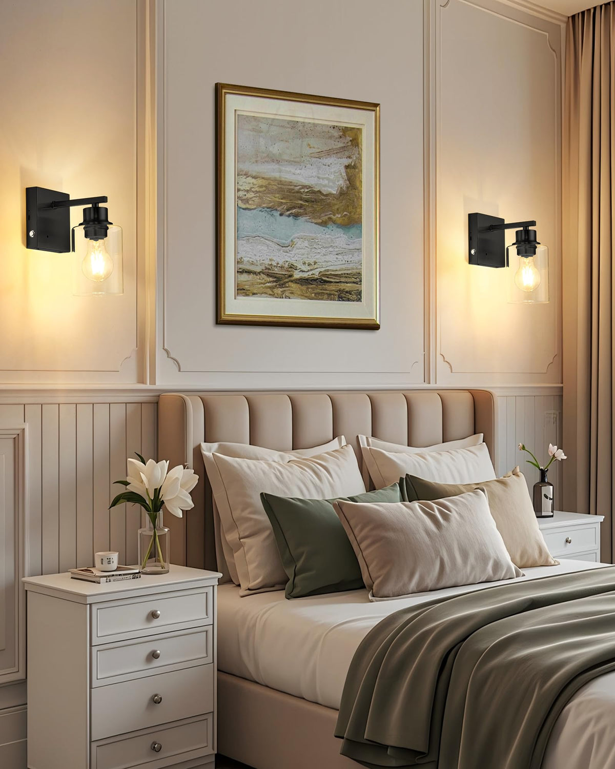 Rayogale modern black wall sconce lighting a hallway and entryway.