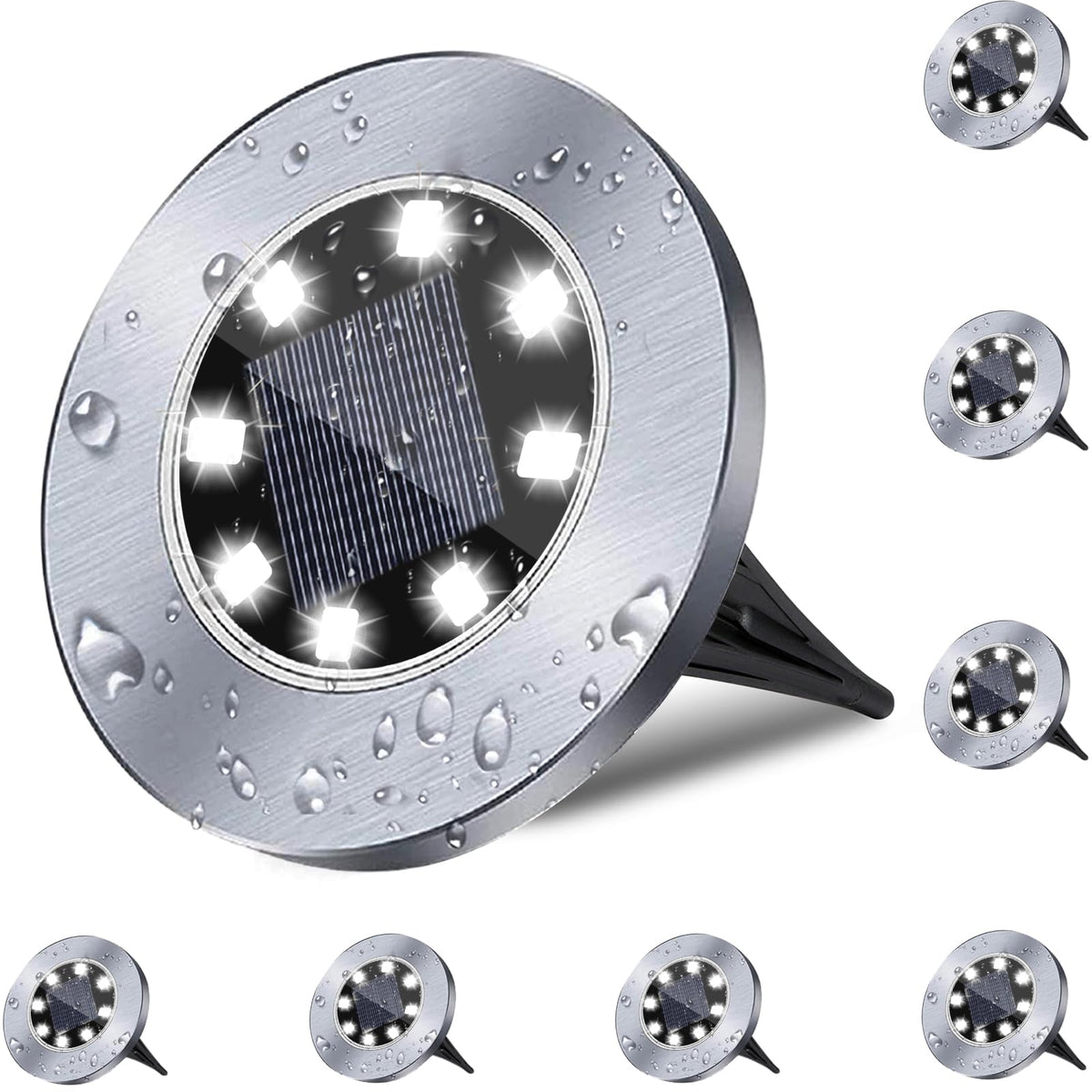 Rayolon solar ground light with 4-6 inch diameter brightens pathways for safer night walking.