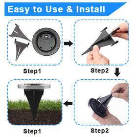 Rayolon solar ground light at a deck edge, weatherproof and low maintenance.