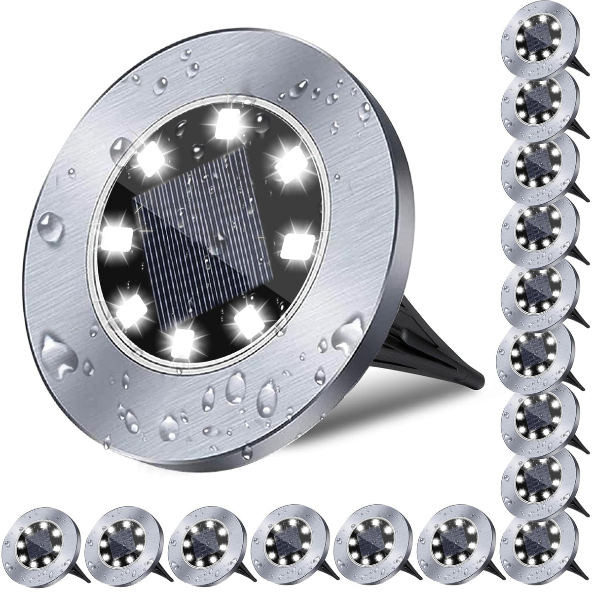 Rayolon solar ground light on a path for bright, energy-efficient guidance.