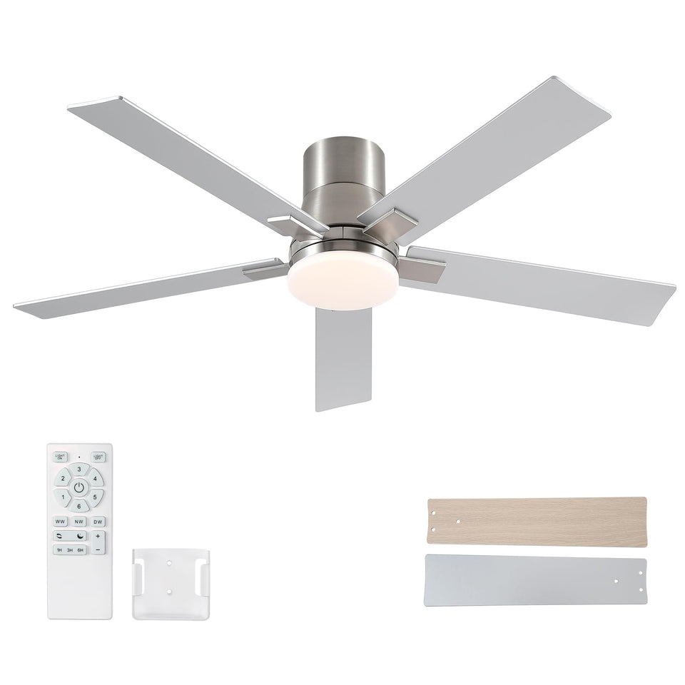 Rayqueen 52-inch ceiling fan with remote control for easy speed and lighting adjustments.