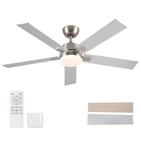 Rayqueen 52-inch ceiling fan with remote and brushed nickel finish for living rooms