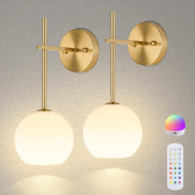 Rayspan gold battery wall sconce pair with wireless dimming for cozy spaces