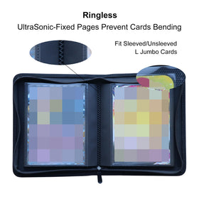 Rayvol jumbo binder open pages reveal double‑sided pockets for easy viewing.