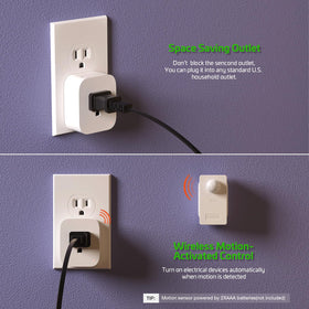 Rayzeek compact plug-in design fits standard outlets without blocking.