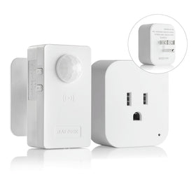 Rayzeek wireless motion sensor plug kit setup shows quick plug-and-play installation.