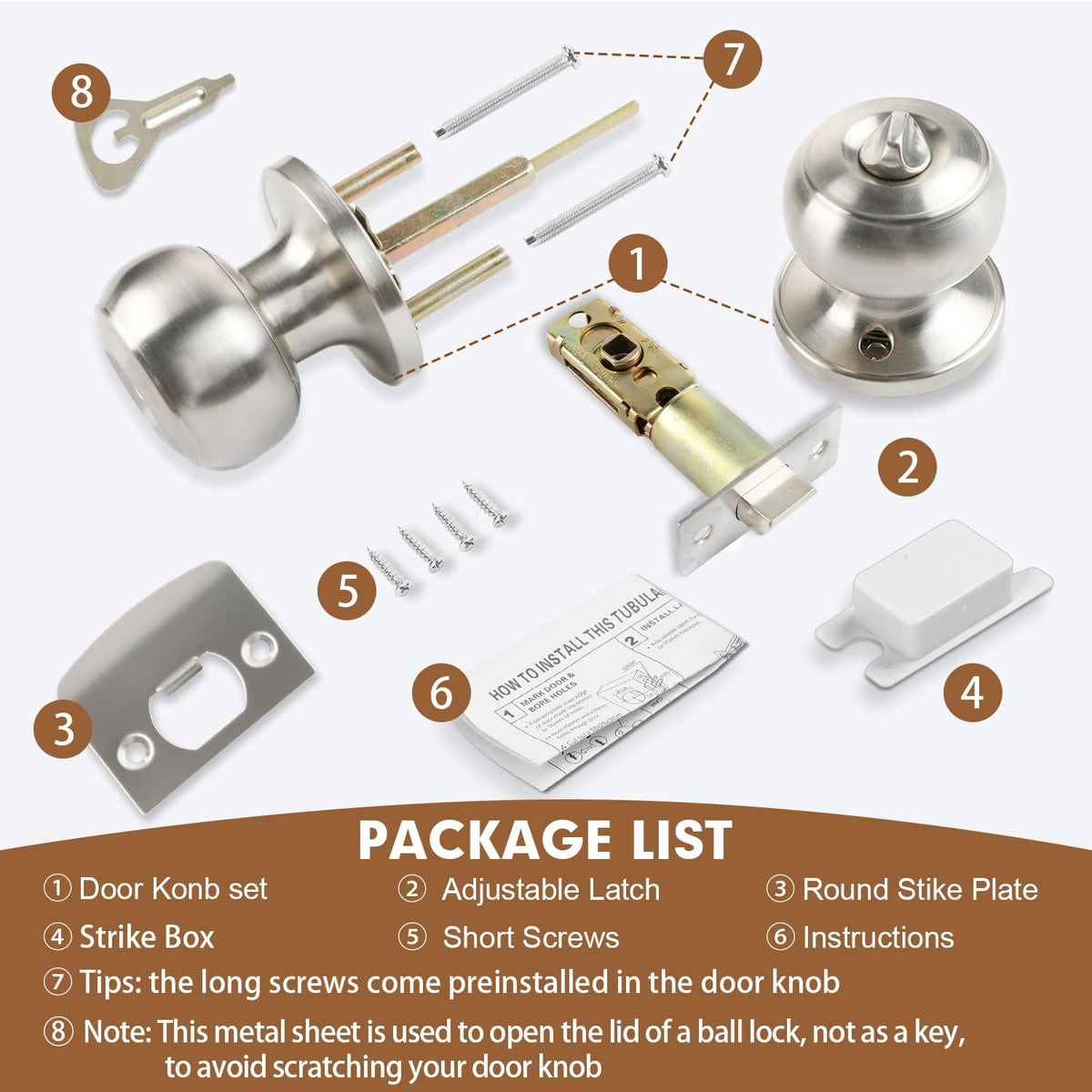 RAZCC door knob close-up stainless steel showing durable construction