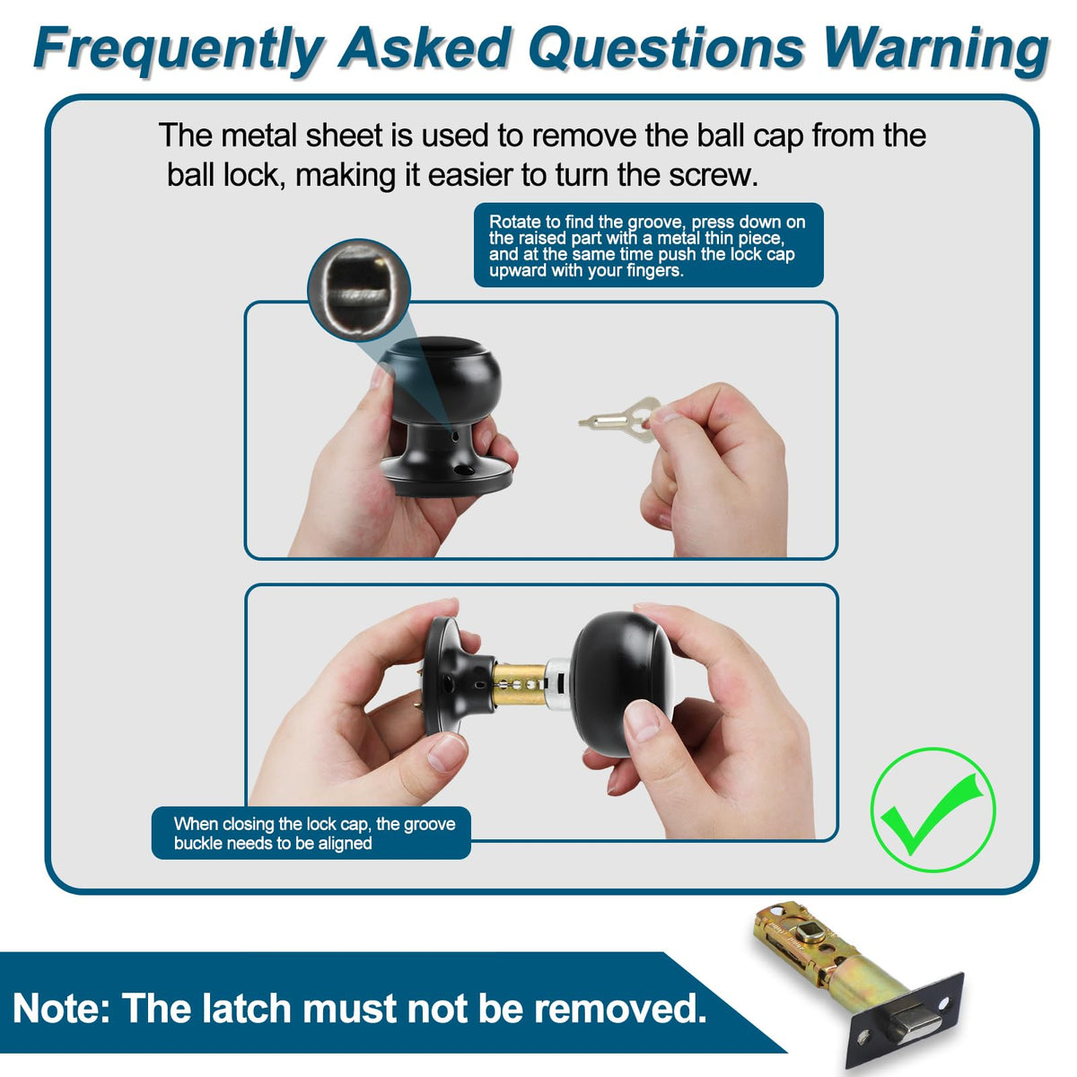 RAZCC Passage knob on closet door in matte black finish