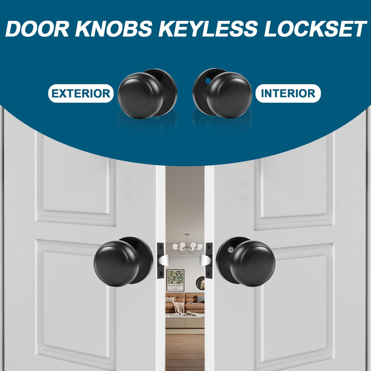 RAZCC Passage knob installation image with included hardware for quick setup