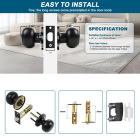 RAZCC Passage knob latch detail showing adjustable latch for standard door sizes