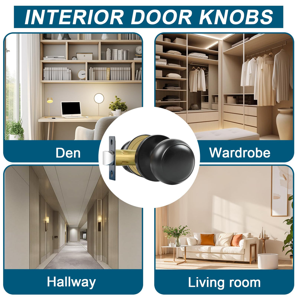 RAZCC Passage knob mounted on door showing reversible compatibility for left or right-handed doors