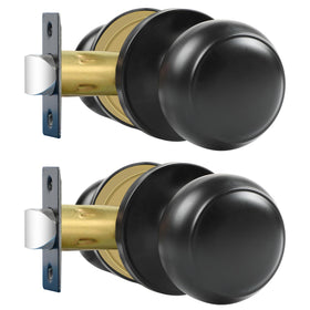 RAZCC Passage door knob pair in matte black for interior doors with durable finish