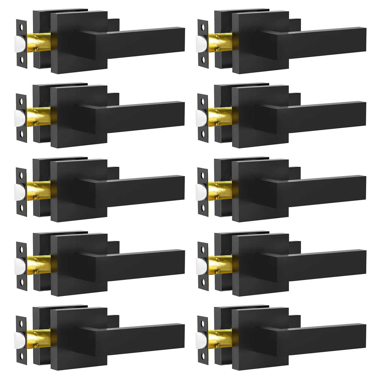 RAZCC passage door lever in matte black square design for daily high-traffic use