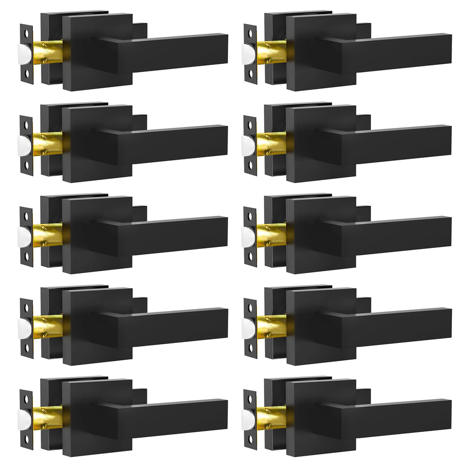 RAZCC passage door lever in matte black square design for daily high-traffic use